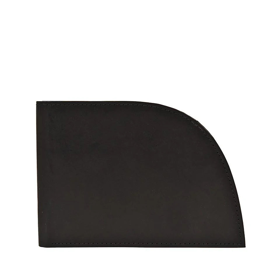 Black Rogue International Traveler 8 leather wallet opened to show its card slots and full-length banknote compartment.